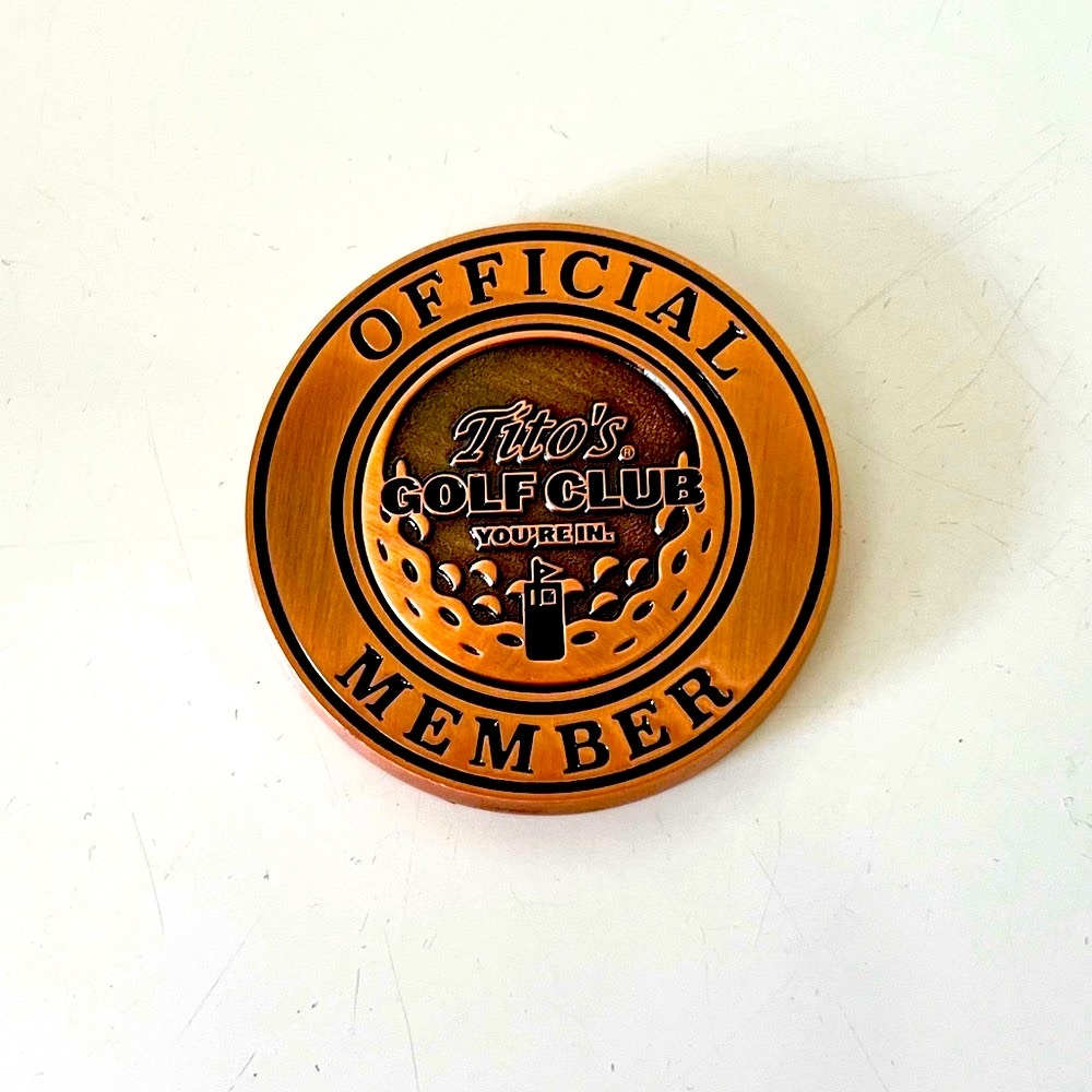 🆕 Tito's Vodka Copper Golf Ball Marker Coin Medallion Club Member FREE 5 Tees